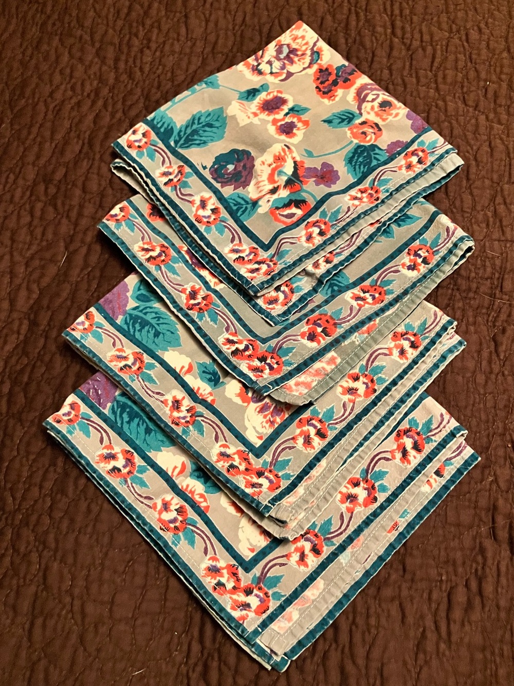 Set of Four Vintage Floral Napkins